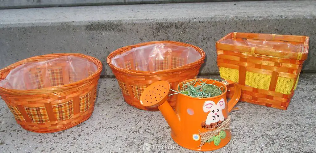 OSTERN- KÖRBE 3er-SET, orange Farbe- mit Innenfolie