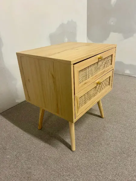 Nachttisch mit 2 Schubladen aus Rattan Boho PEROTE