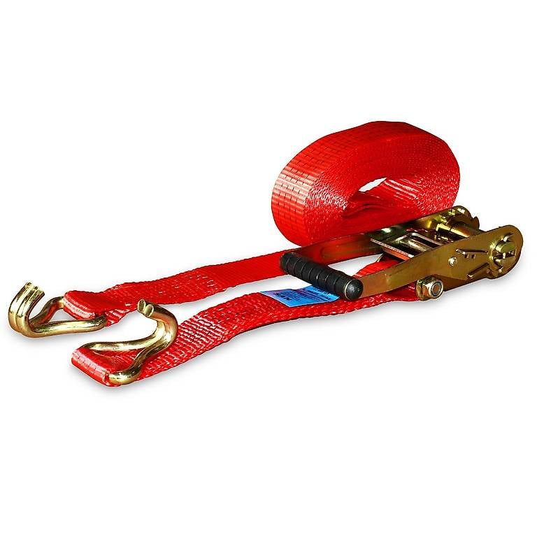 6 x Spanngurt 2500 daN, zweiteilig, Farbe rot, 8 m Länge
