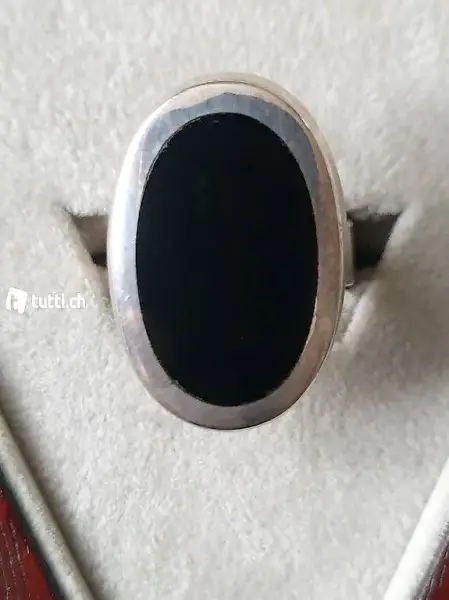  Fingerring mit schwarzem Mittelteil Silber 925
