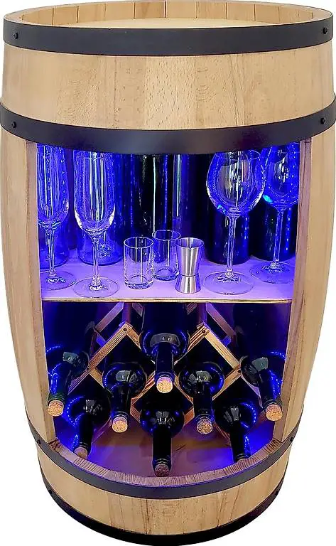 Elegantes Holzfass mit RGB-Beleuchtung 50x50x80 cm, 16 kg