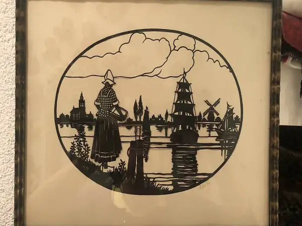 Scherenschnitt ,holländisches Bild, signiert
