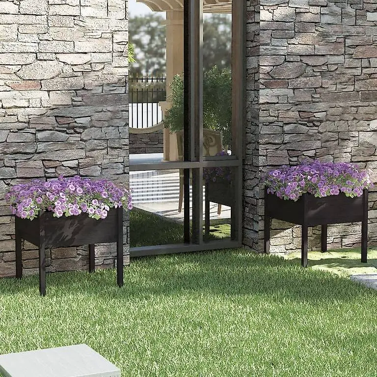 Pflanzkübel 2 Stk. Schwarz 70x70x70 cm Massivholz Kiefer