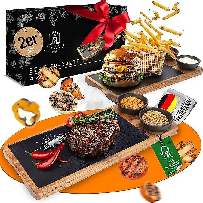 Akazienholz Servierbrett 2er Set 34x15,5 cm