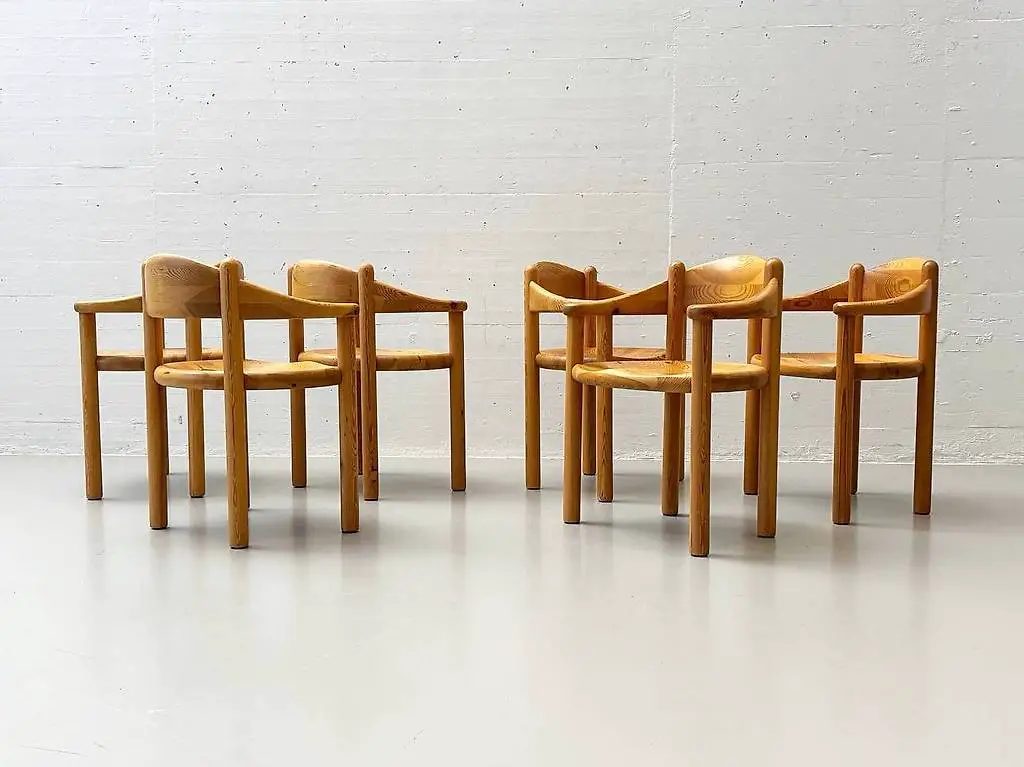 Stühle aus Kieferholz, Rainer Daumiller, Dänemark, 1970er