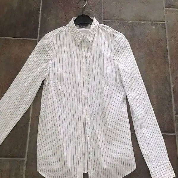 Damen Bluse weiss mit Nadelstreifen Gr. 36 S