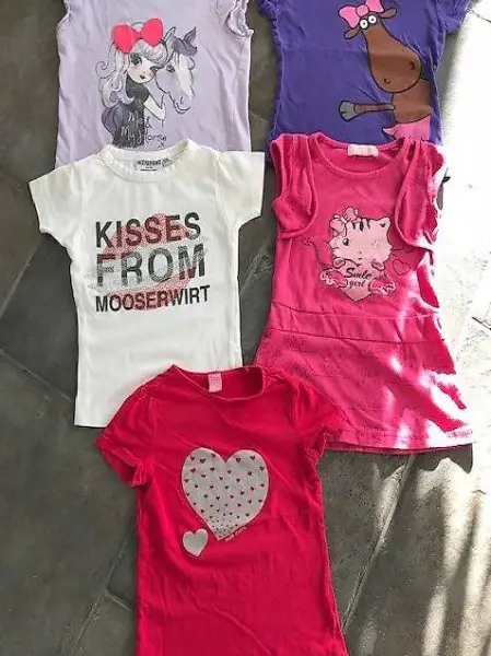 7 T-Shirt Shirt Sommer Gr. 104 110 Stück Disney Pailletten