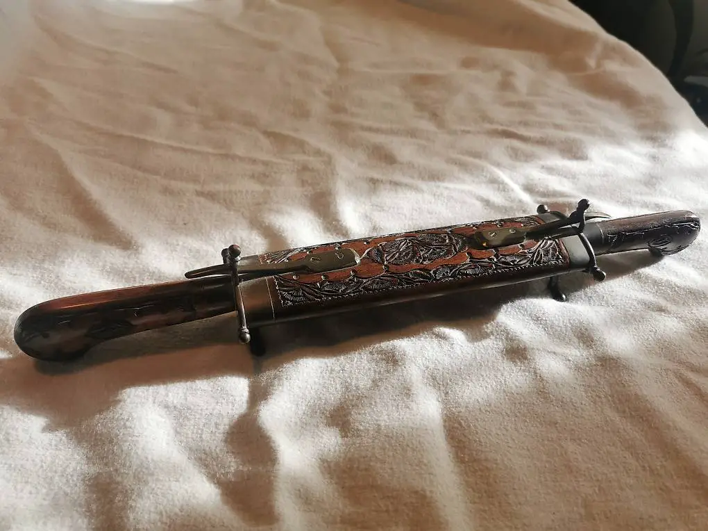 Vintage Messerset Fleischgabel Metzgermesser Indien