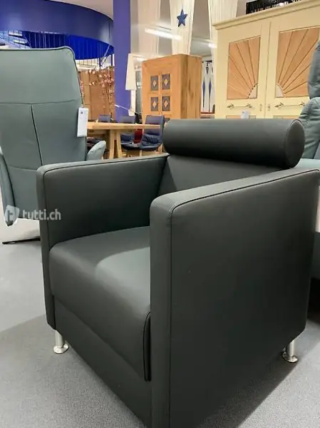  Sessel kubisch Mod. Modena, Erlacher Polster, Leder schwarz