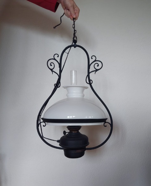 Antike Petrol-Decken-Hängelampe (elektrifiziert) zu verkaufen