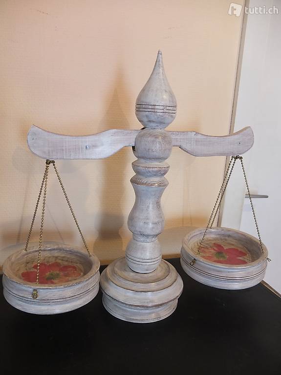 Lustige dekorative Waage aus Holz Vintage-Look Shabby Chick