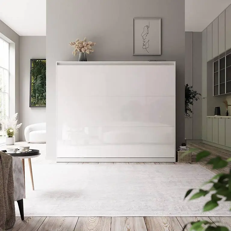 Schrankbett 160x200 HOCHGLANZ HORIZONTAL mit Gasdruckfedern