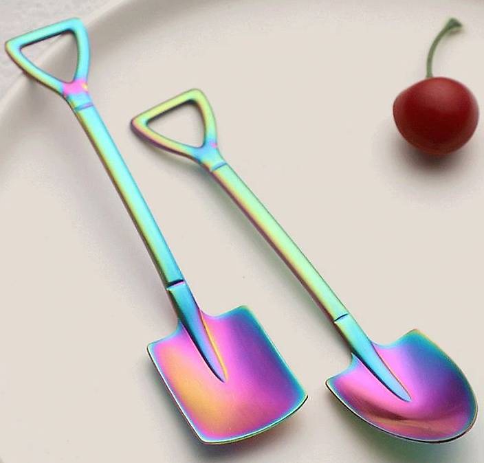 Kaffeelöffel Dessertlöffel Schaufelform Spatenform div Farbe