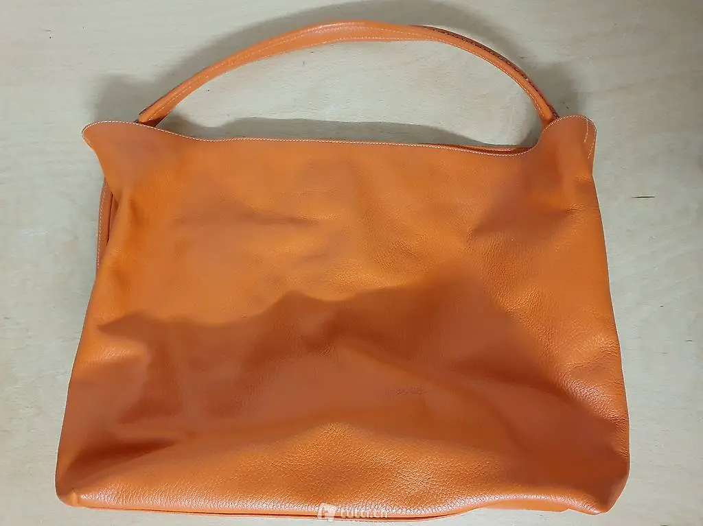 Damenhandtasche, geräumig, Leder, orange