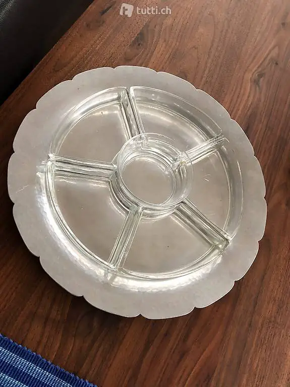 Apero- Platte mit 6 Glasschalen