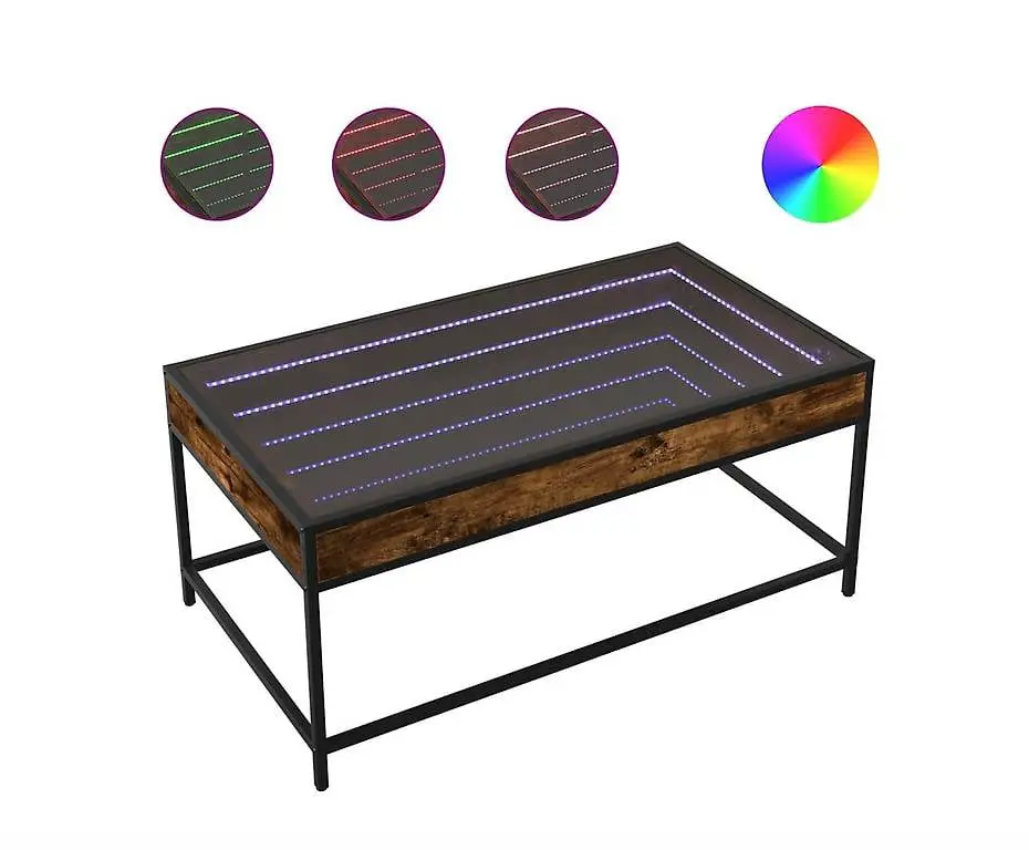 Couchtisch mit Infinity-LED Räuchereiche 90x50x41 cm