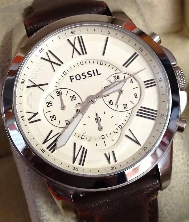 Fossil Watch Quarz Chronograph Lederband Topp Zustand wie