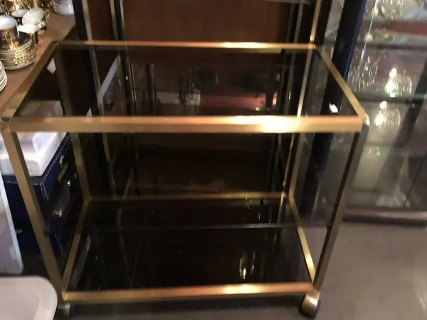 Servierboy Messing mit Glas