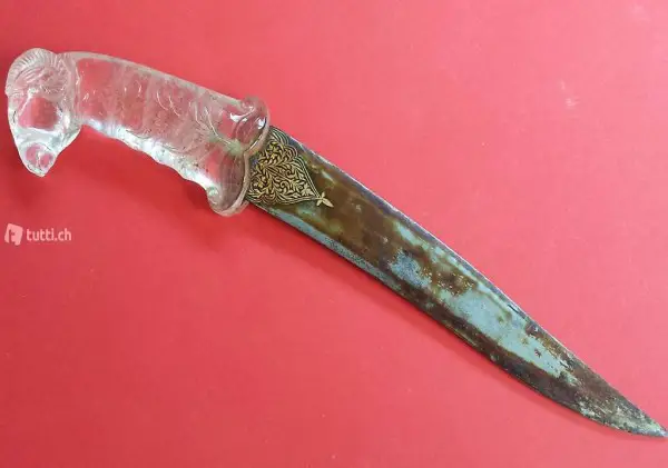  Alter Dolch - Griff aus Bergkristall