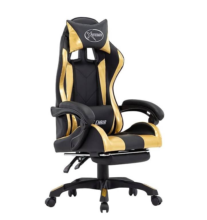 Gaming-Stuhl mit Fussstütze Golden und Schwarz Kunstleder