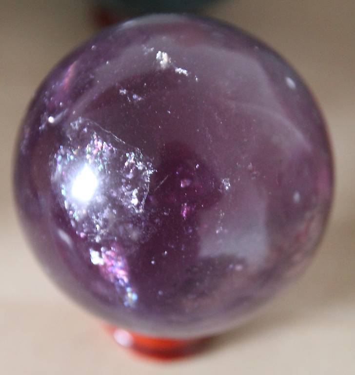 NEU: Fluorit Edelstein Ball lila Edelstein Kugel keine Kette