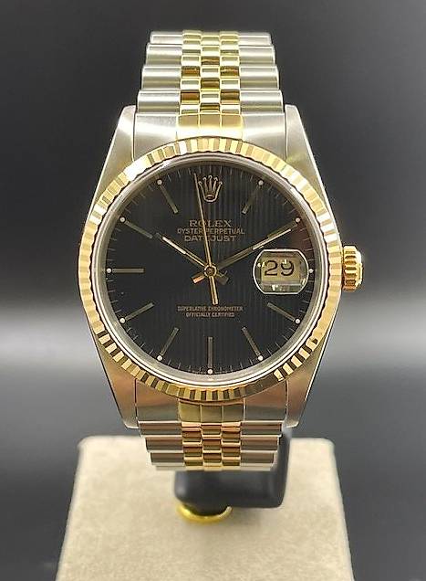 Rolex Datejust 36 Acc.Oro, Stahl und Gold Nero Schwarz