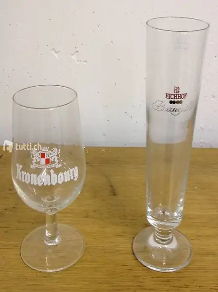 zwei alte Biergläser Eichhof & Kronenbourg