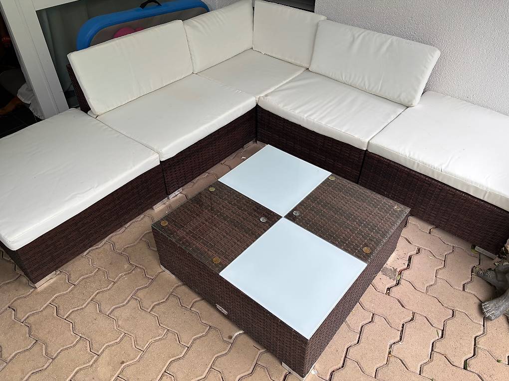 Rattanlounge braun 208x69x54