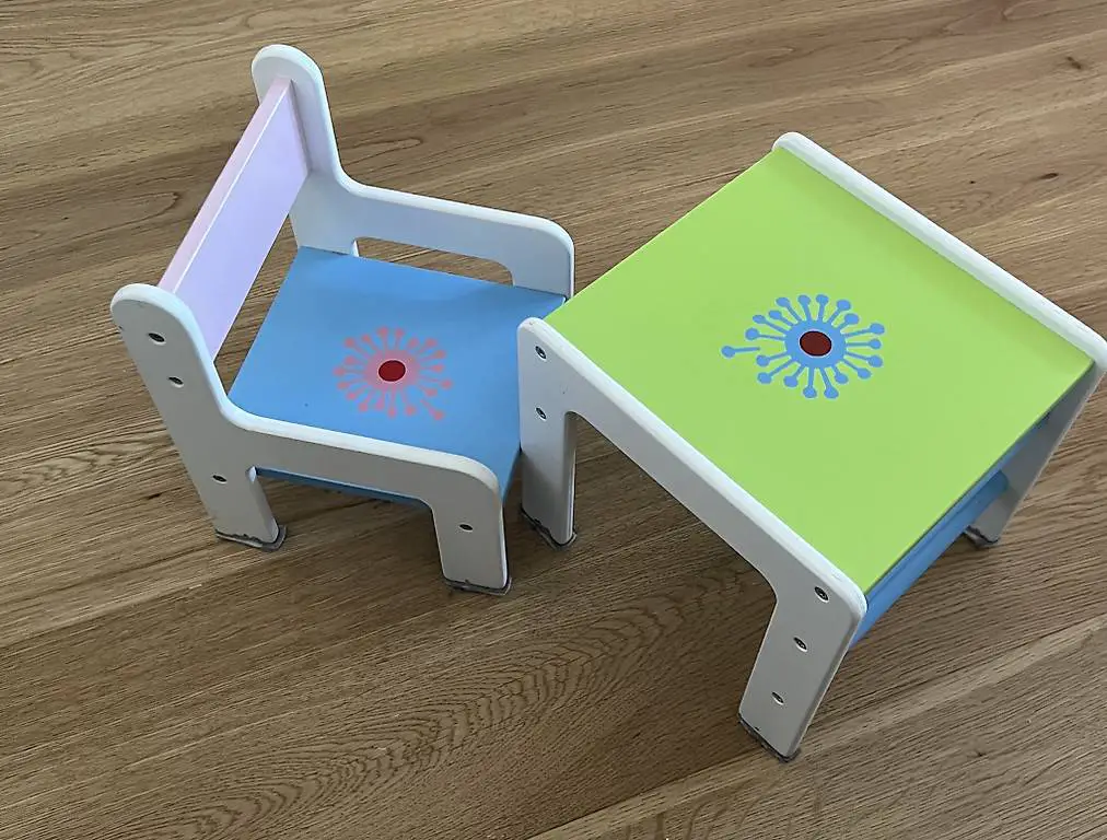 Haba Puppenstuhl und Tisch Pusteblume Hochstuhl