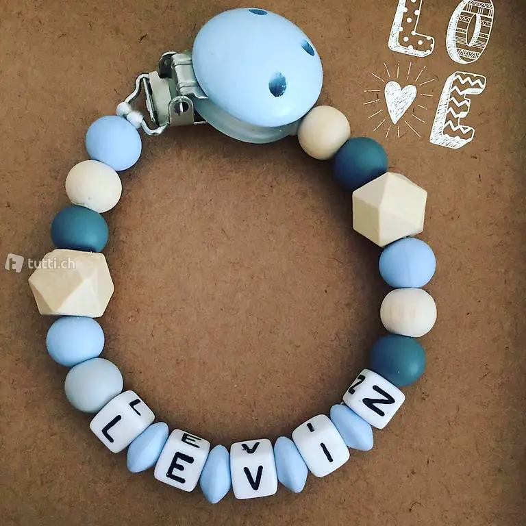 Silikon & Holz Schnullerketten mit oder ohne Namen