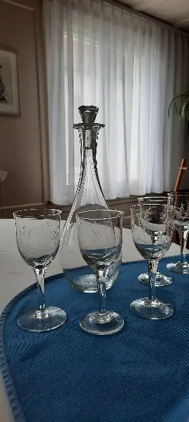 Glaskaraffe u.5Gläser