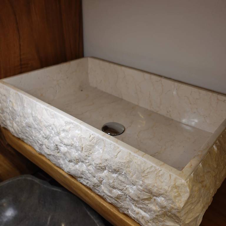Waschbecken Wunderschönes aus Granitstein Creme Unikat