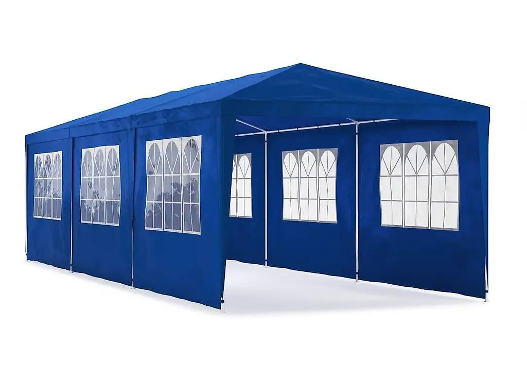 Partyzelt MARIS 9 x 3 m blau inkl. 8 Seitenwände