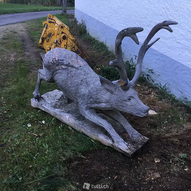 Hirsch, Schnitzerei, Kettensäge, Schnitzkunst