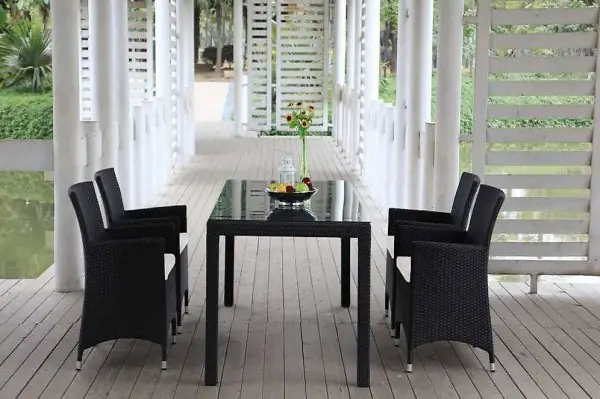 Rattantisch - Sitzgruppe schwarz 180cm