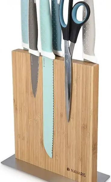  Messerhalter doppelseitig magnetisch aus Bambus