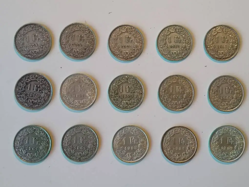 1 Franken Silbermünzen / Suisse Argent
