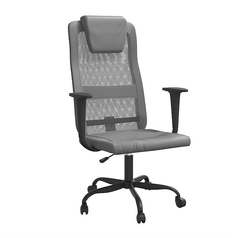 Bürostuhl Höhenverstellbar Grau Netzstoff und Kunstleder