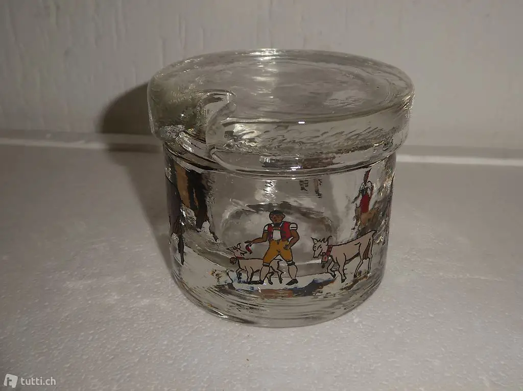 Dekoratives Konfitüren Glas Schale mit Deckel