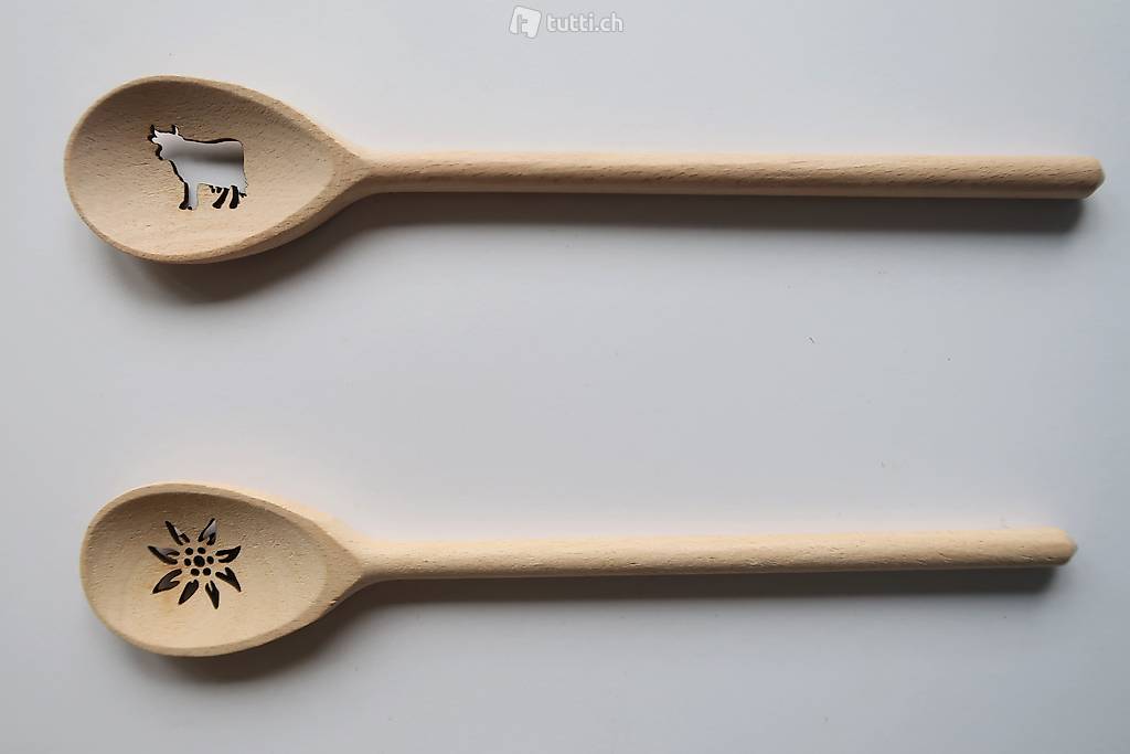 Natur Kochlöffelset Edelweiss und Kuh. Preis inkl. Versand