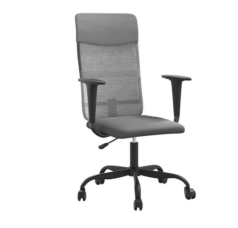 Bürostuhl Höhenverstellbar Grau Netzstoff und Kunstleder