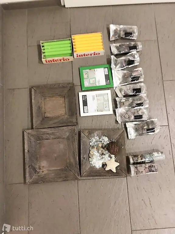 Dekoplatten mit Kerzen und Sand von Interio fabrikneu