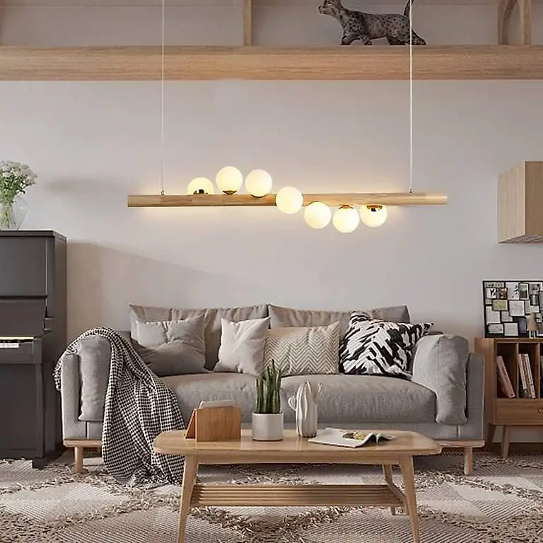 Pendelleuchte Holz LED Esstisch Pendellampe Vintage Hängelam