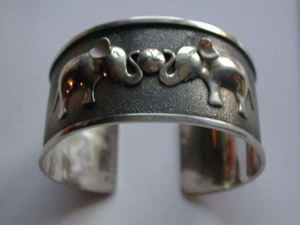 Bracelet 2 éléphants en Argent