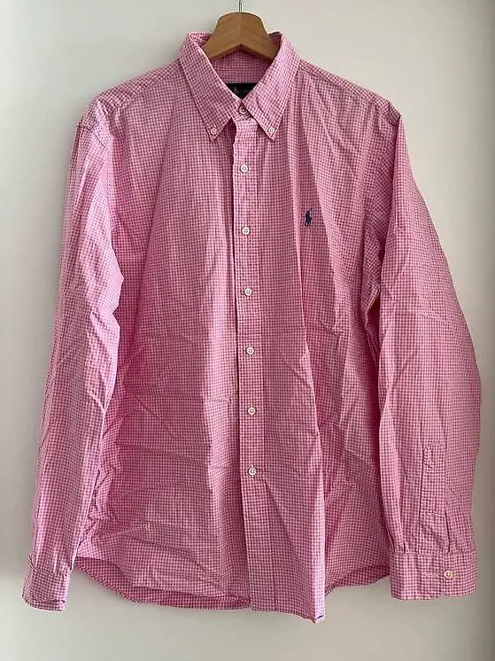 Ralph Lauren Herrenhemd rosa kariert Grösse L