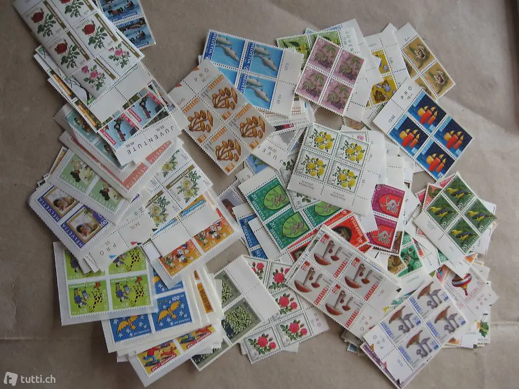 Briefmarken Pro Juventute 100 Franken 4erblöcke