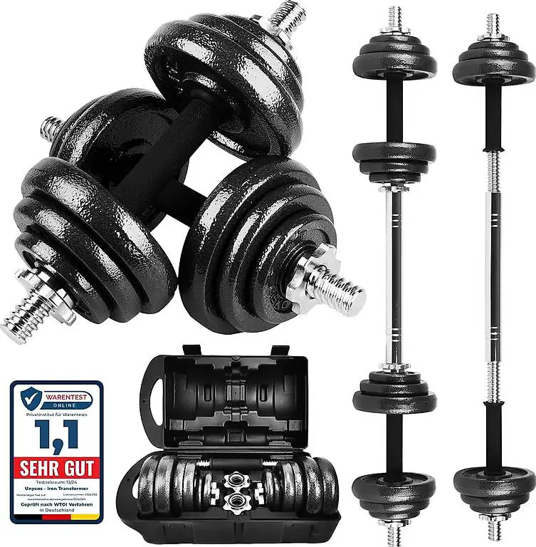 unycos - 2 in 1 Kurzhanteln & Langhantel Verstellbar?15-50 k