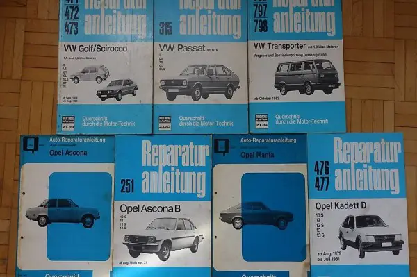 Diverse Reparaturanleitungen VW Golf, Transporter, Opel etc.