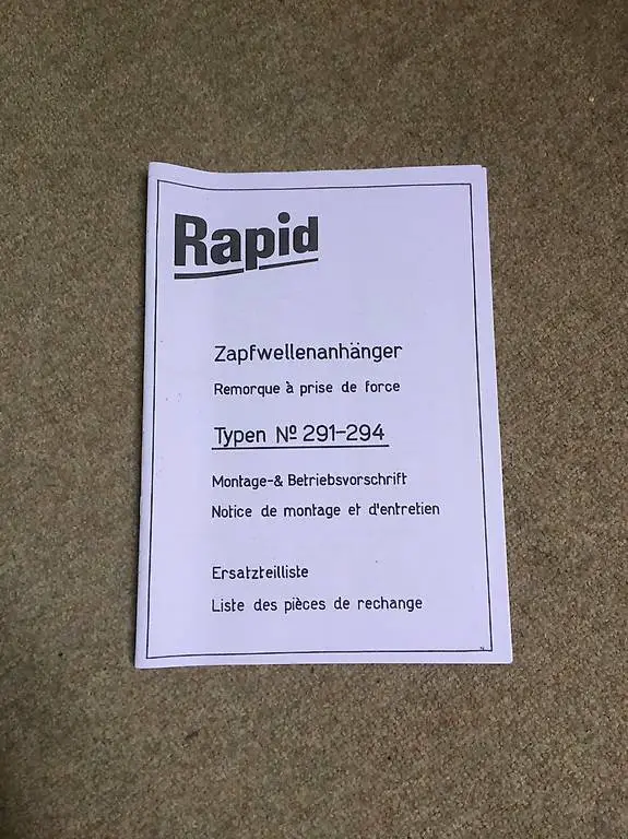 Betriebsanleitung Rapid Zapfwellenanhänger