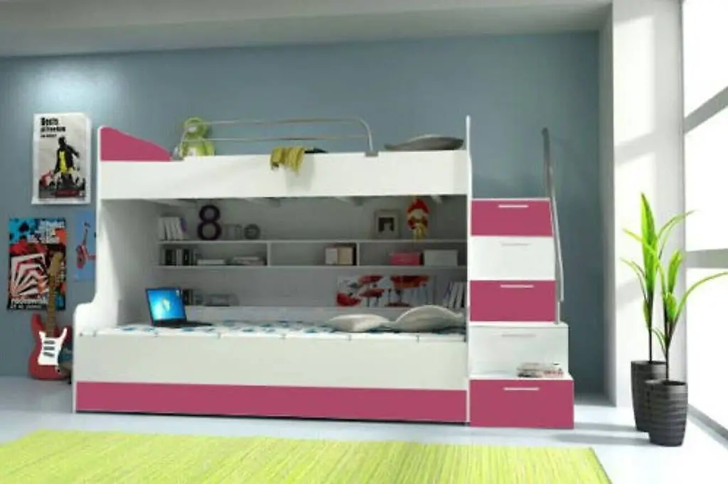 doppelstockbett "hochglanz" kinder hochbett etagenbett rosa